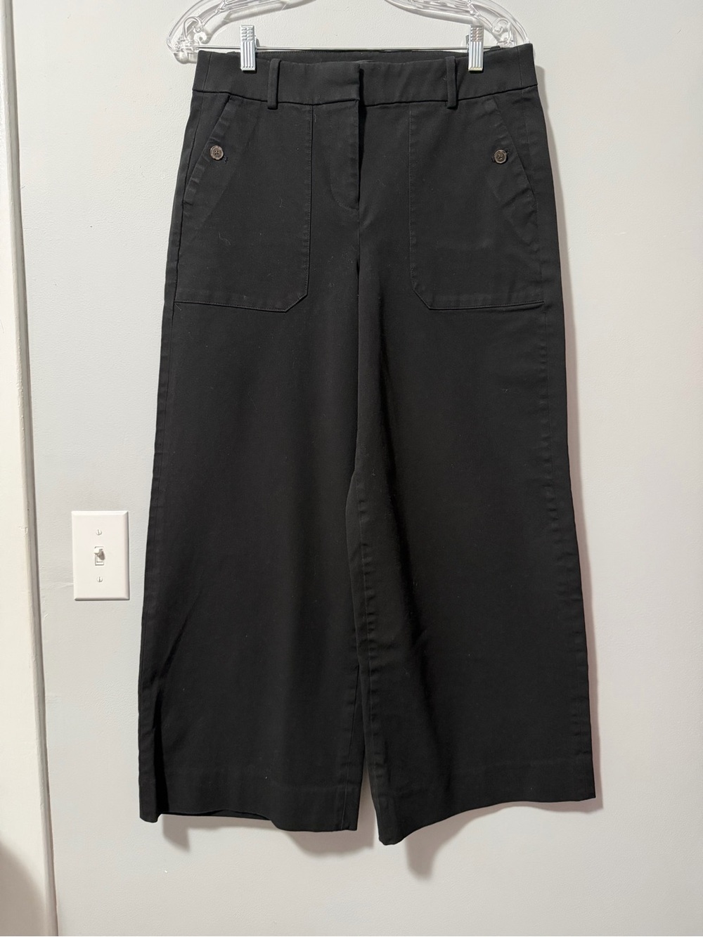 J Crew Wide Leg Black Crop Pants Size 10